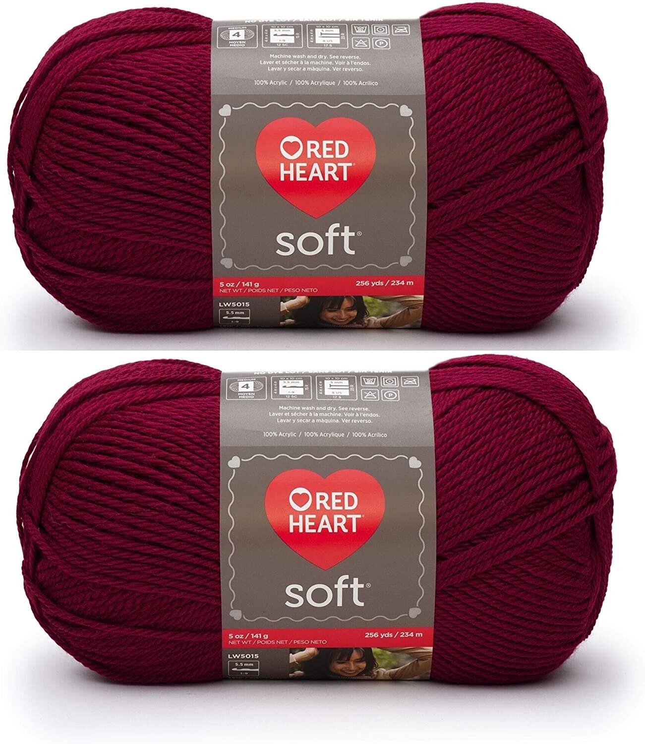 (Pack of 2) Red Heart Soft Yarn-Wine