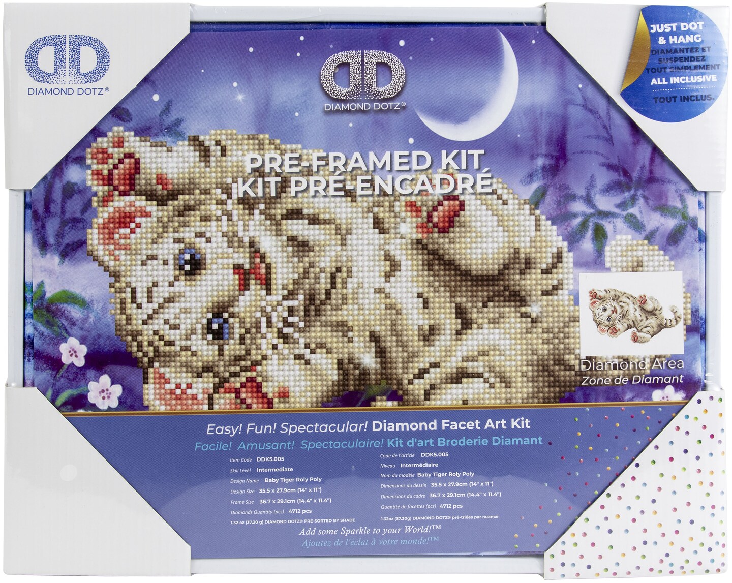 Diamond Dotz PreFramed Diamond Art Kit 11"X14"Baby Tiger Roly Poly Michaels