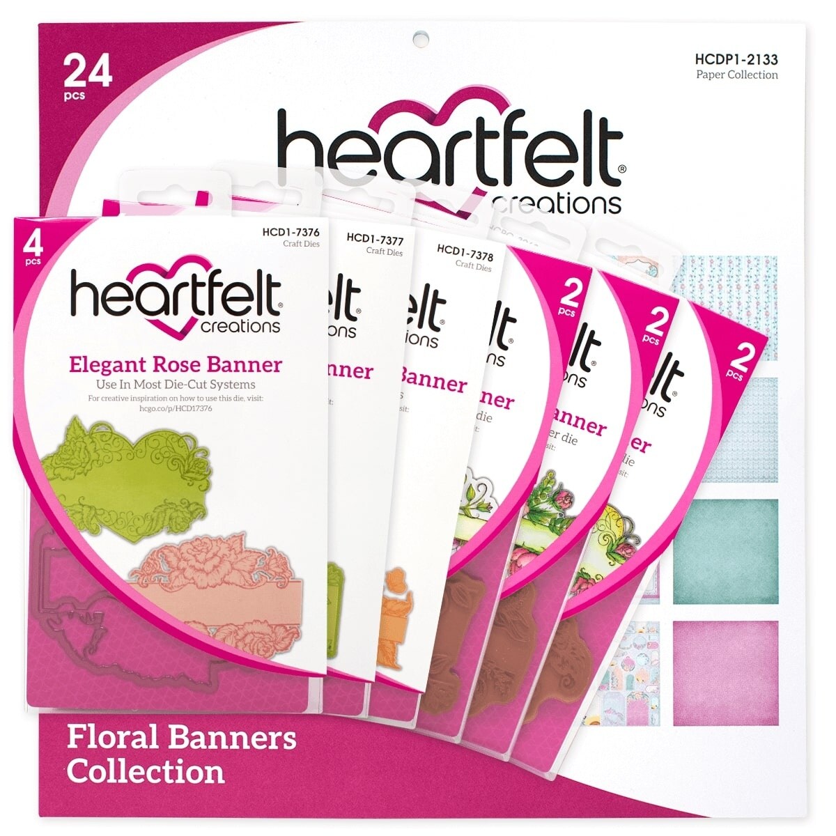 Heartfelt Creations Floral Banners Collection-Includes 1 Of Each Item In Collection
