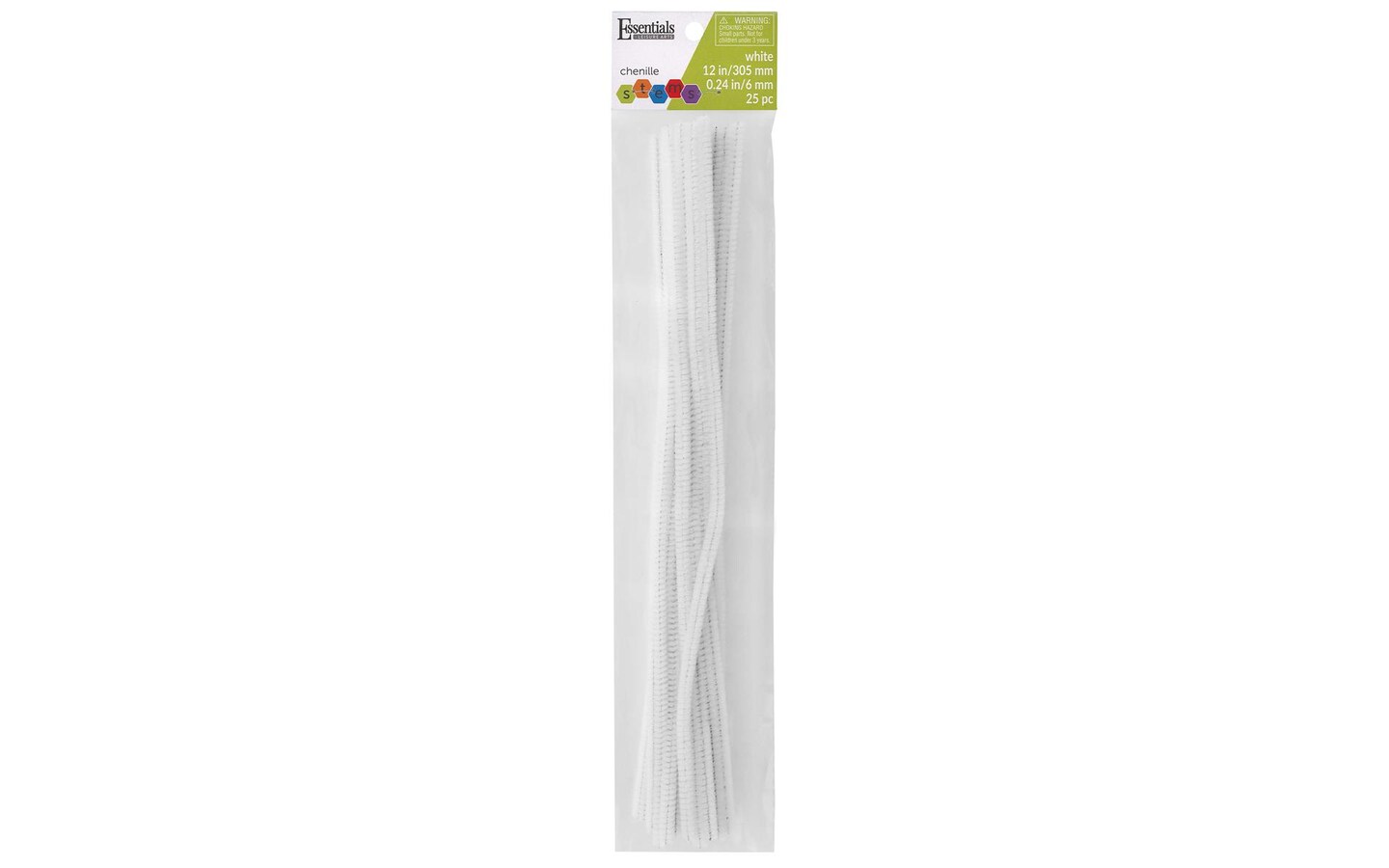 Essentials By Leisure Arts Arts Chenille Stem 12 6mm White 25pc