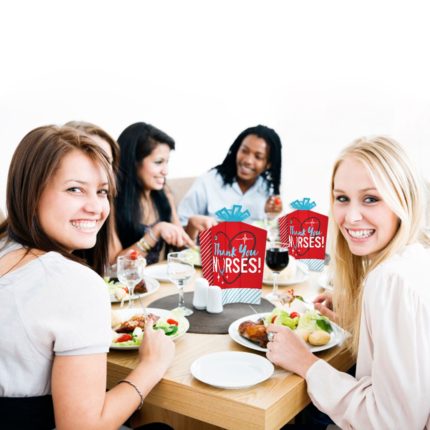 Big Dot of Happiness Thank You Nurses - Table Decorations - Nurse Appreciation Week Fold and Flare Centerpieces - 10 Count