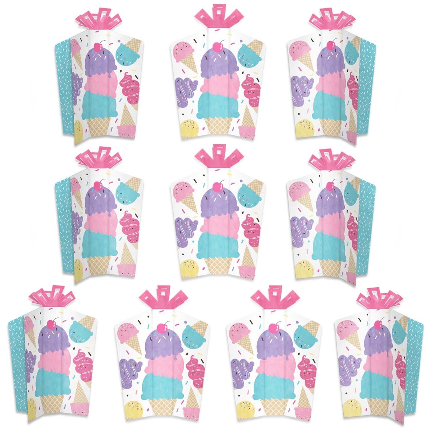 Big Dot of Happiness Scoop Up the Fun - Ice Cream - Table Decorations - Sprinkles Party Fold and Flare Centerpieces - 10 Count