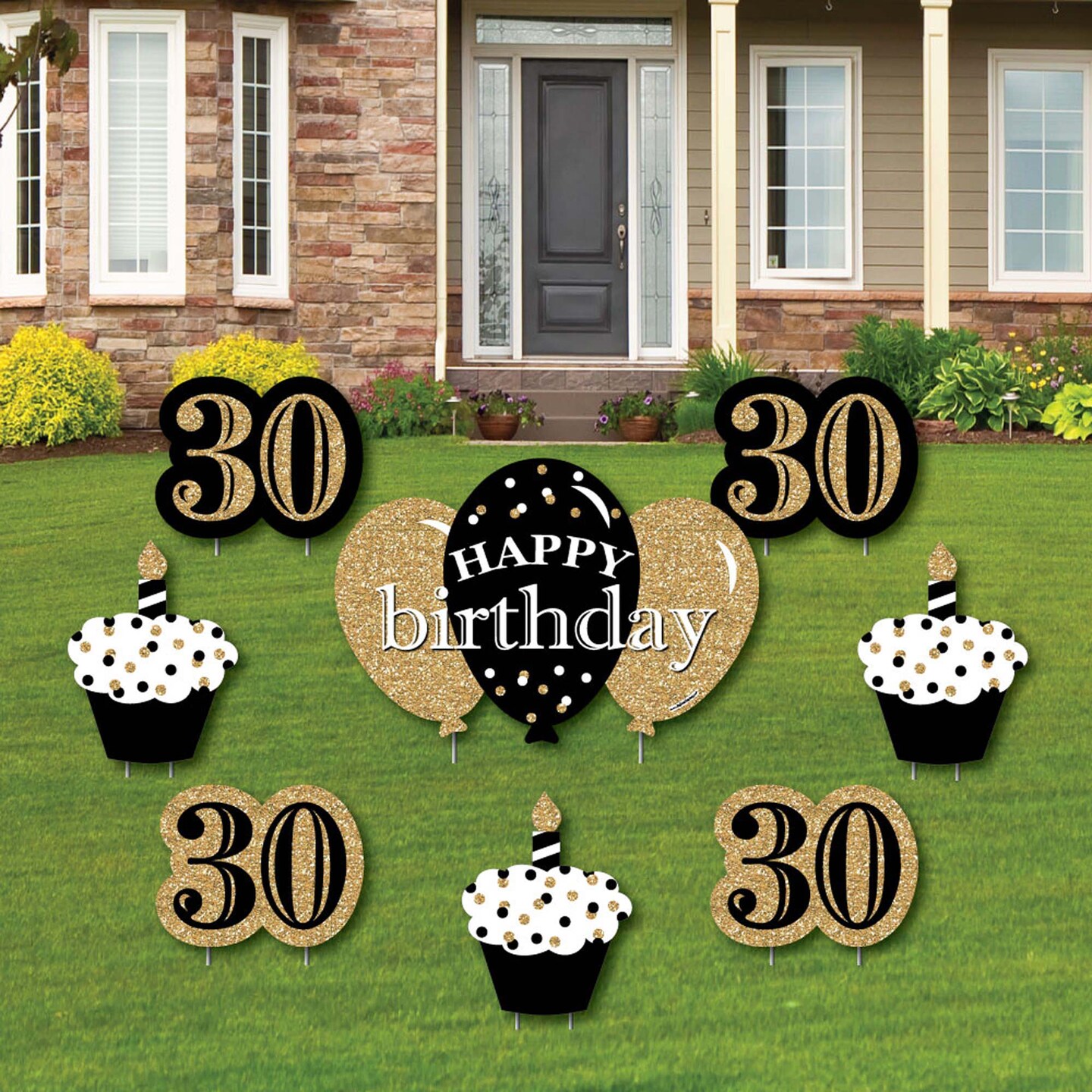 Big Dot of Happiness Adult 30th Birthday - Gold - Yard Sign and Outdoor ...