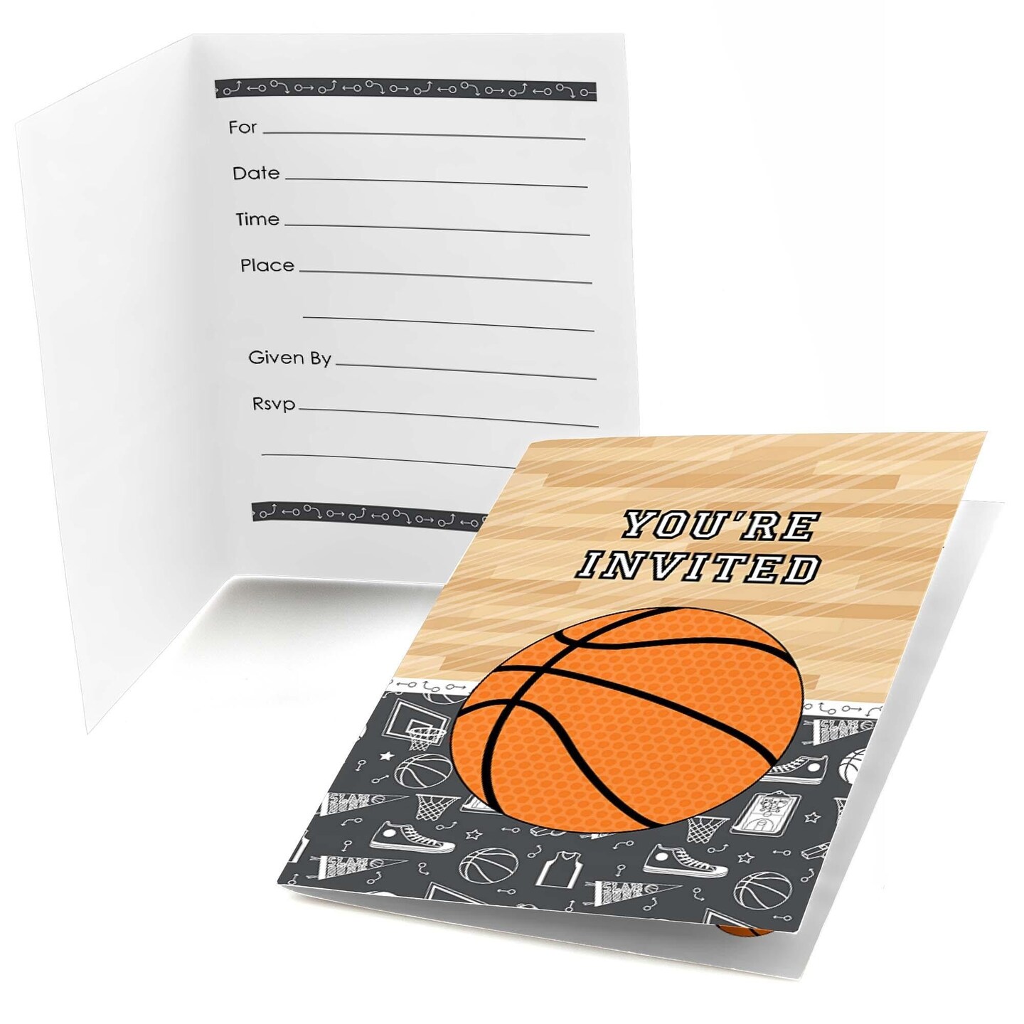 Big Dot of Happiness Nothin&#x27; but Net - Basketball - Fill-in Baby Shower or Birthday Party Invitations (8 Count)