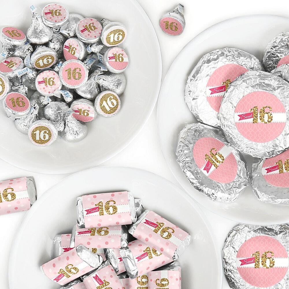 Big Dot of Happiness Sweet 16 - 16th Birthday Party Candy Favor Sticker Kit - 304 Pieces
