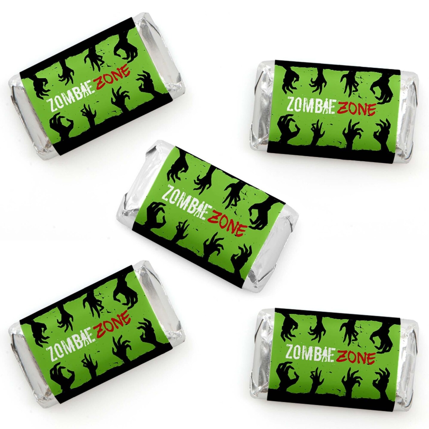 Big Dot of Happiness Zombie Zone - Mini Candy Bar Wrapper Stickers - Halloween or Birthday Zombie Crawl Party Small Favors - 40 Count