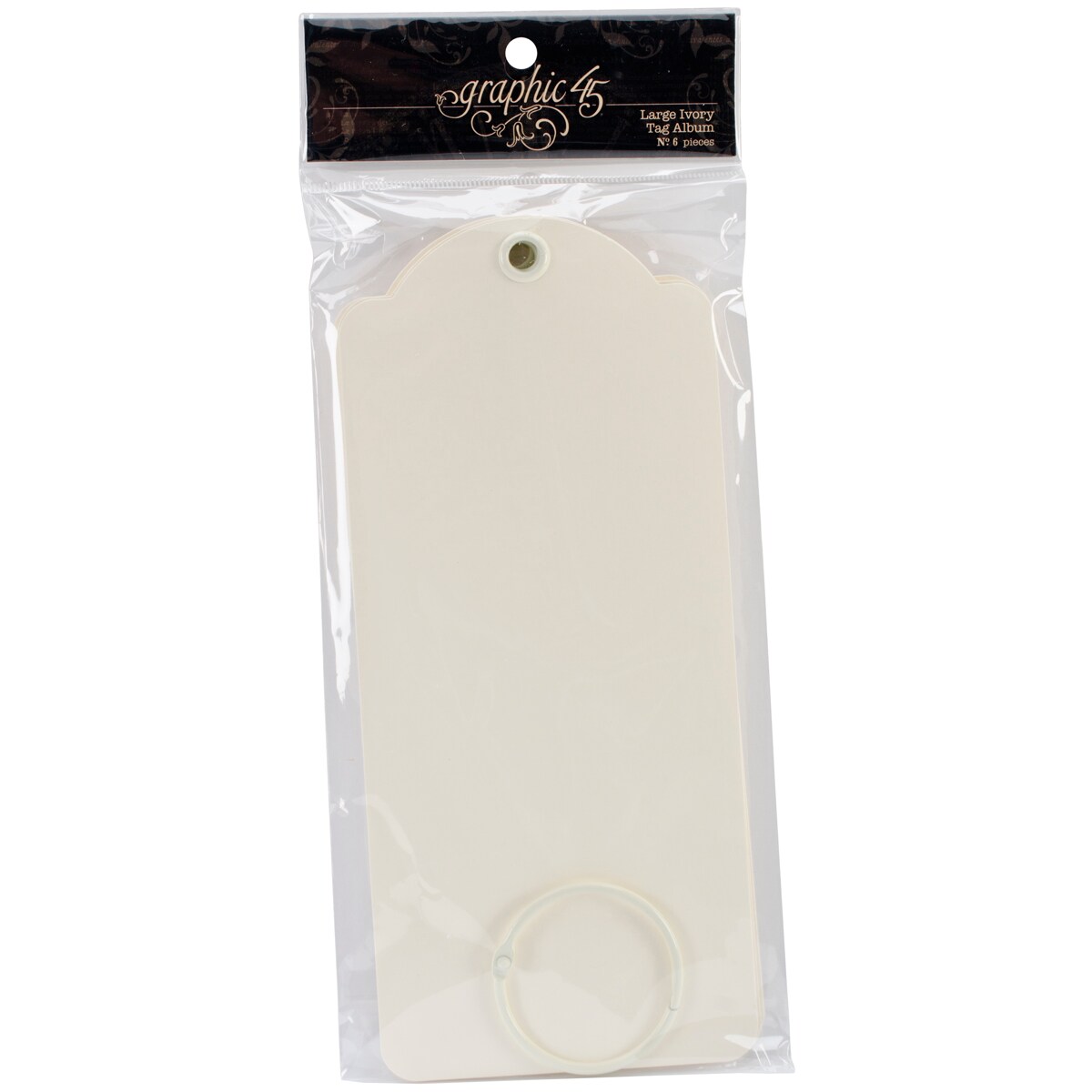 Graphic 45 Staples Large Tag Album 8.75&#x22;X3.875&#x22;-Ivory