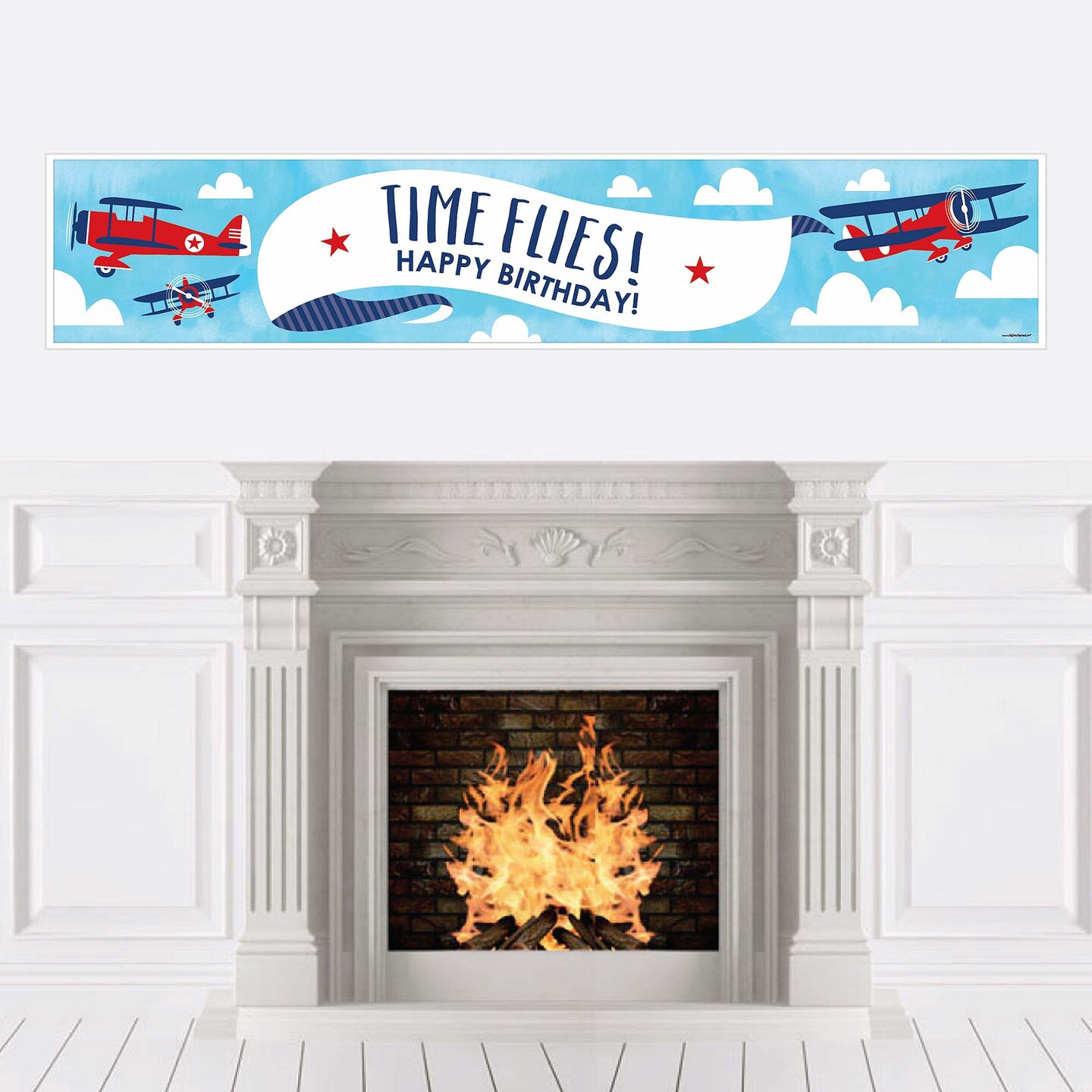 Big Dot of Happiness Taking Flight - Airplane - Vintage Plane Happy Birthday Decorations Party Banner