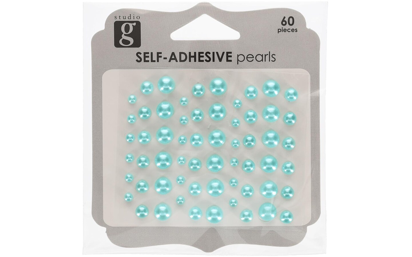 Hampton Art Studio G Self Adhesive Pearls, Light Blue, assorted sizes, 60 pieces, 18 large, 24 medium, 18 small pearls for scrapbooking, paper crafts and more