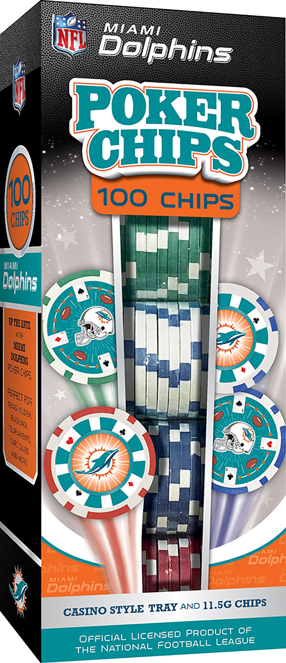 MasterPieces Miami Dolphins Poker Chips 100 Piece