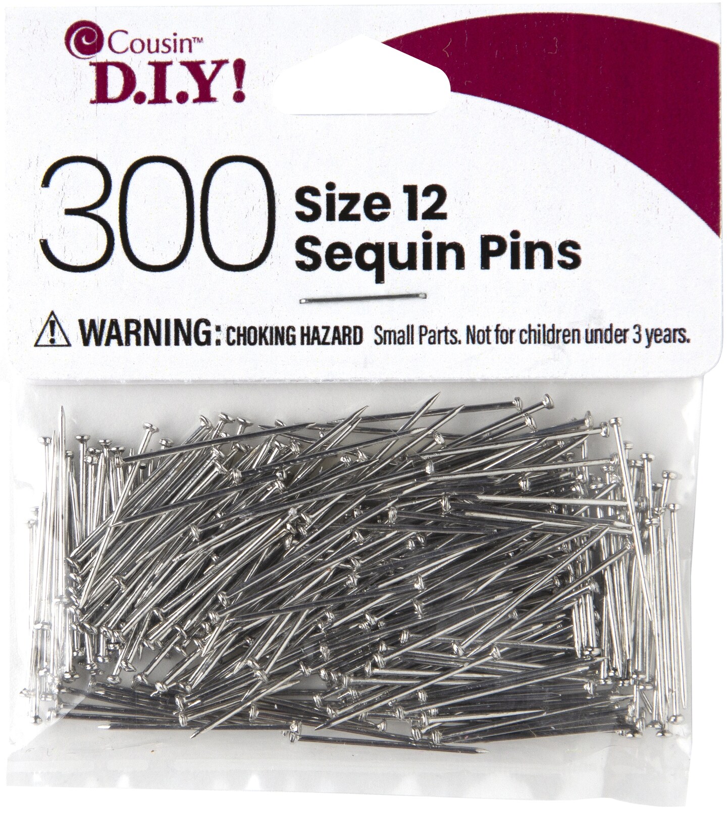 Sequin Pins-Silver - Size 12 300/Pkg