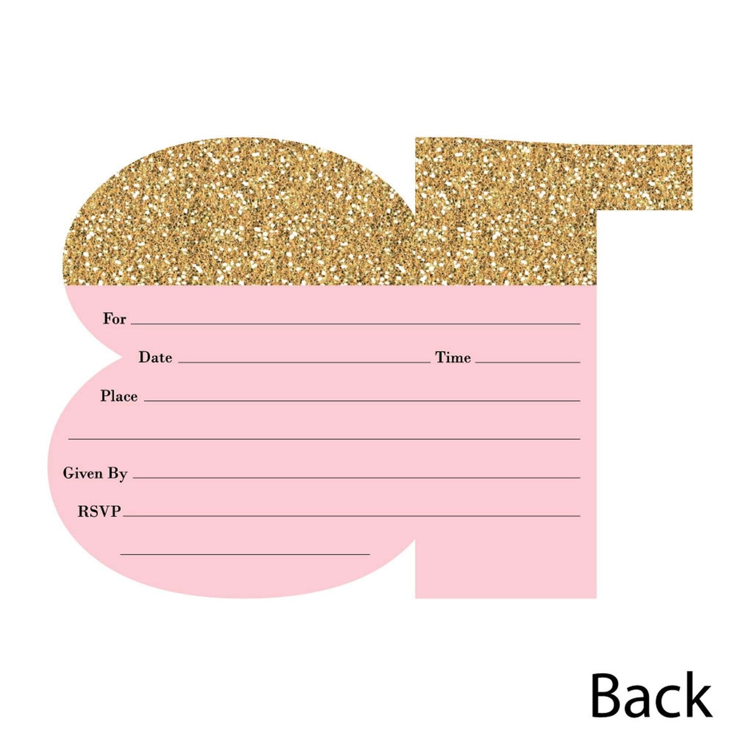 Big Dot of Happiness Chic 13th Birthday - Pink, Black and Gold - Shaped Fill-in Invites - Birthday Party Invitation Cards with Envelopes - Set of 12