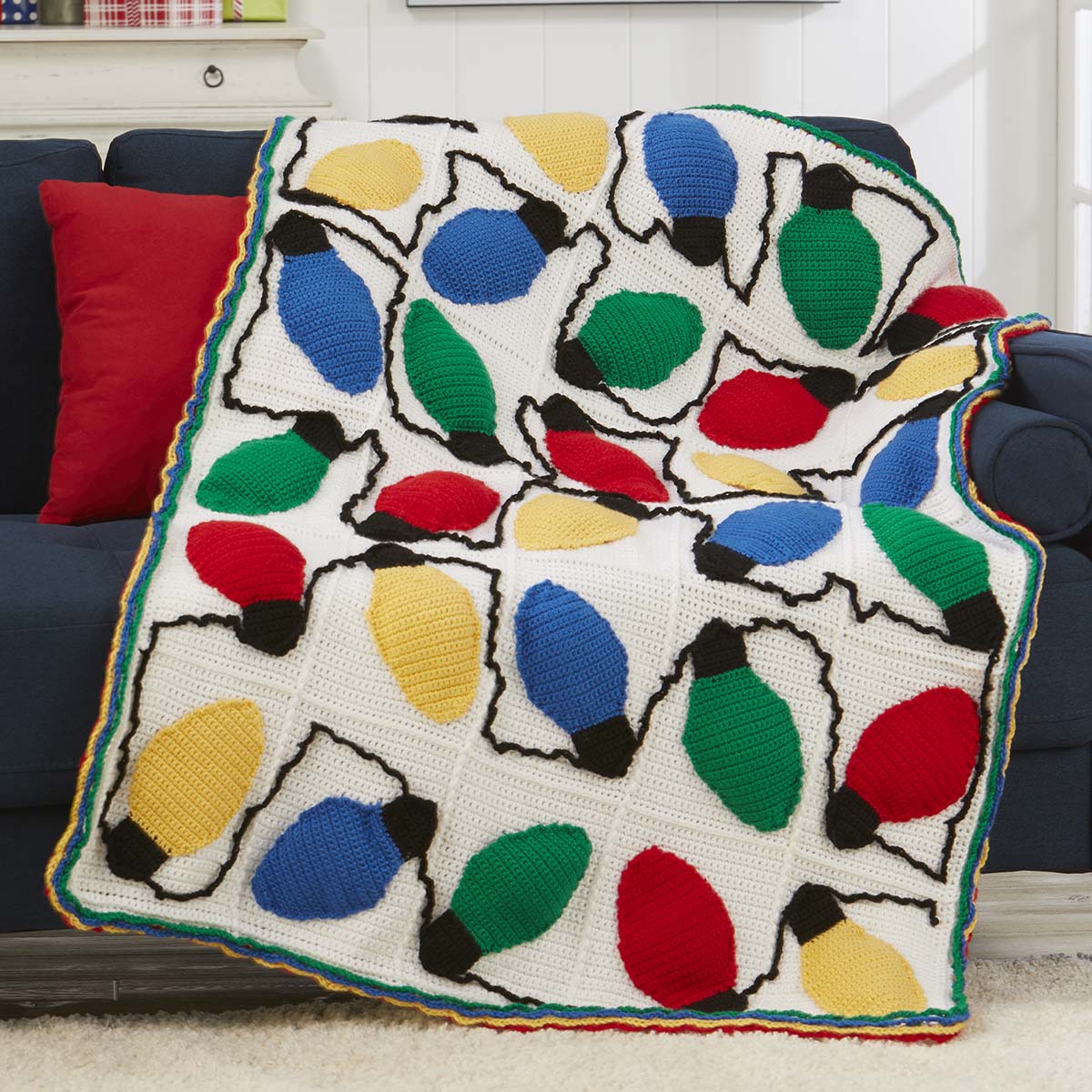Herrschners Christmas Lights Crochet Afghan Kit Michaels