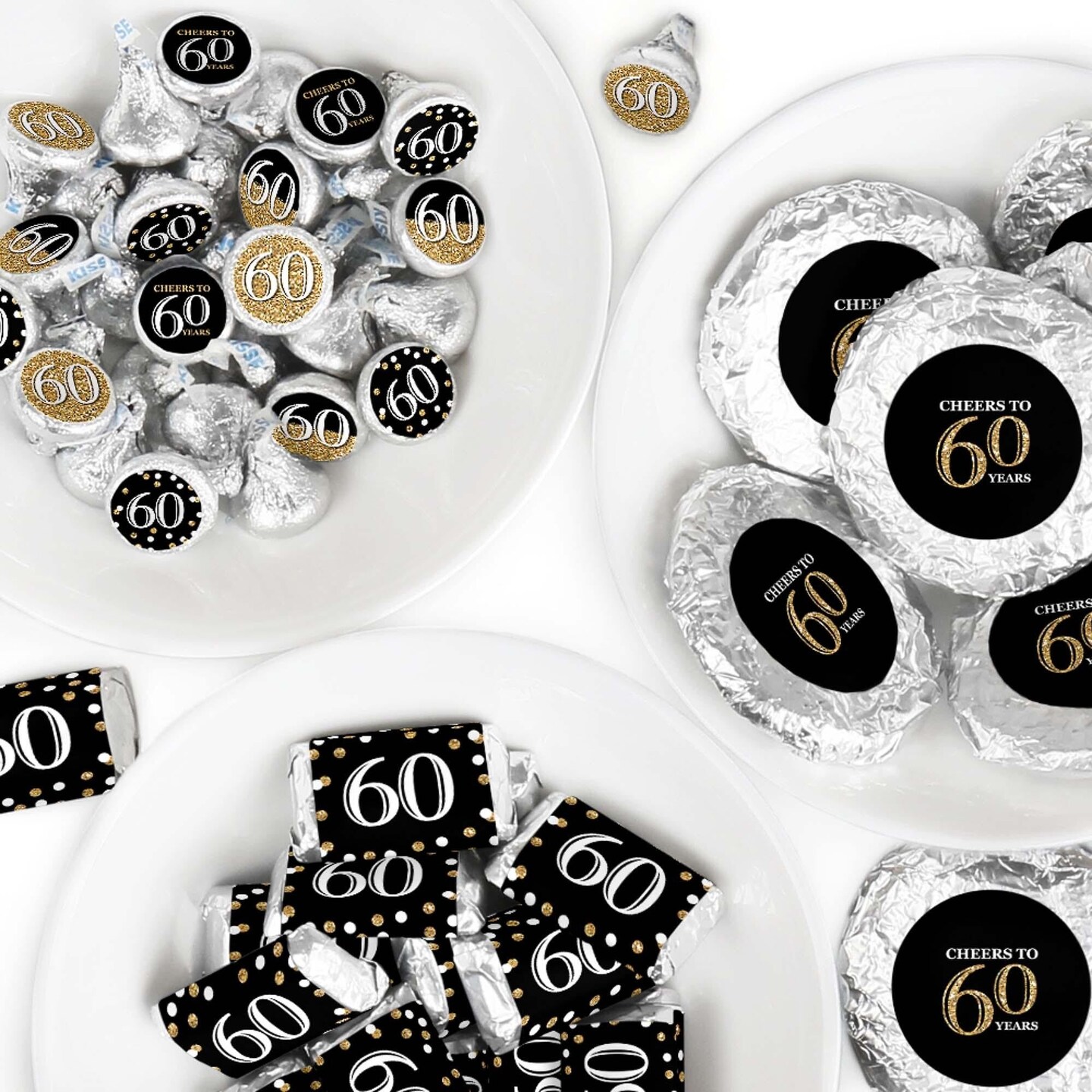 Big Dot of Happiness Adult 60th Birthday - Gold - Birthday Party Candy Favor Sticker Kit - 304 Pieces
