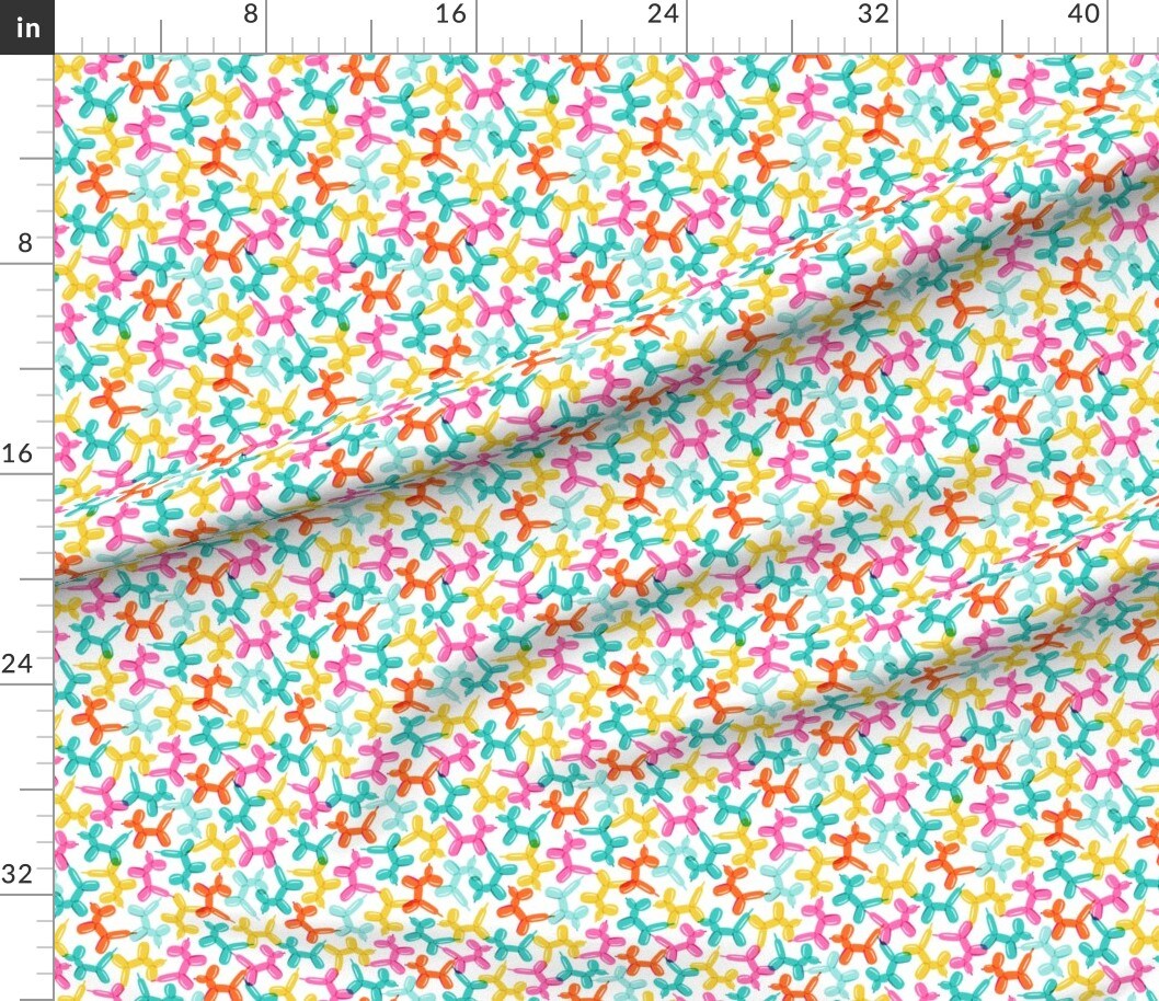 Petal Signature Cotton by the Yard or Fat Quarter Balloon Dogs Party Celebration Birthday Colorful Custom Printed Fabric by Spoonflower
