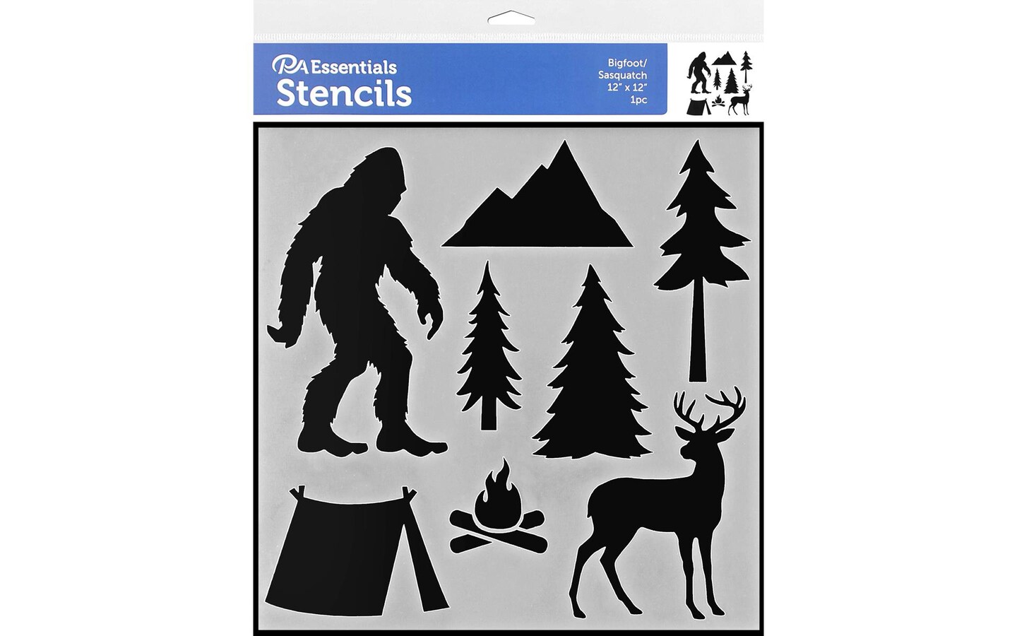 PA Essentials Stencil Bigfoot/Sasquatch for Painting on Wood, Canvas, Paper, Fabric, Wall and Tile, Reusable DIY Art and Craft Stencils for Painting, 12&#x22;x12&#x22; Inches