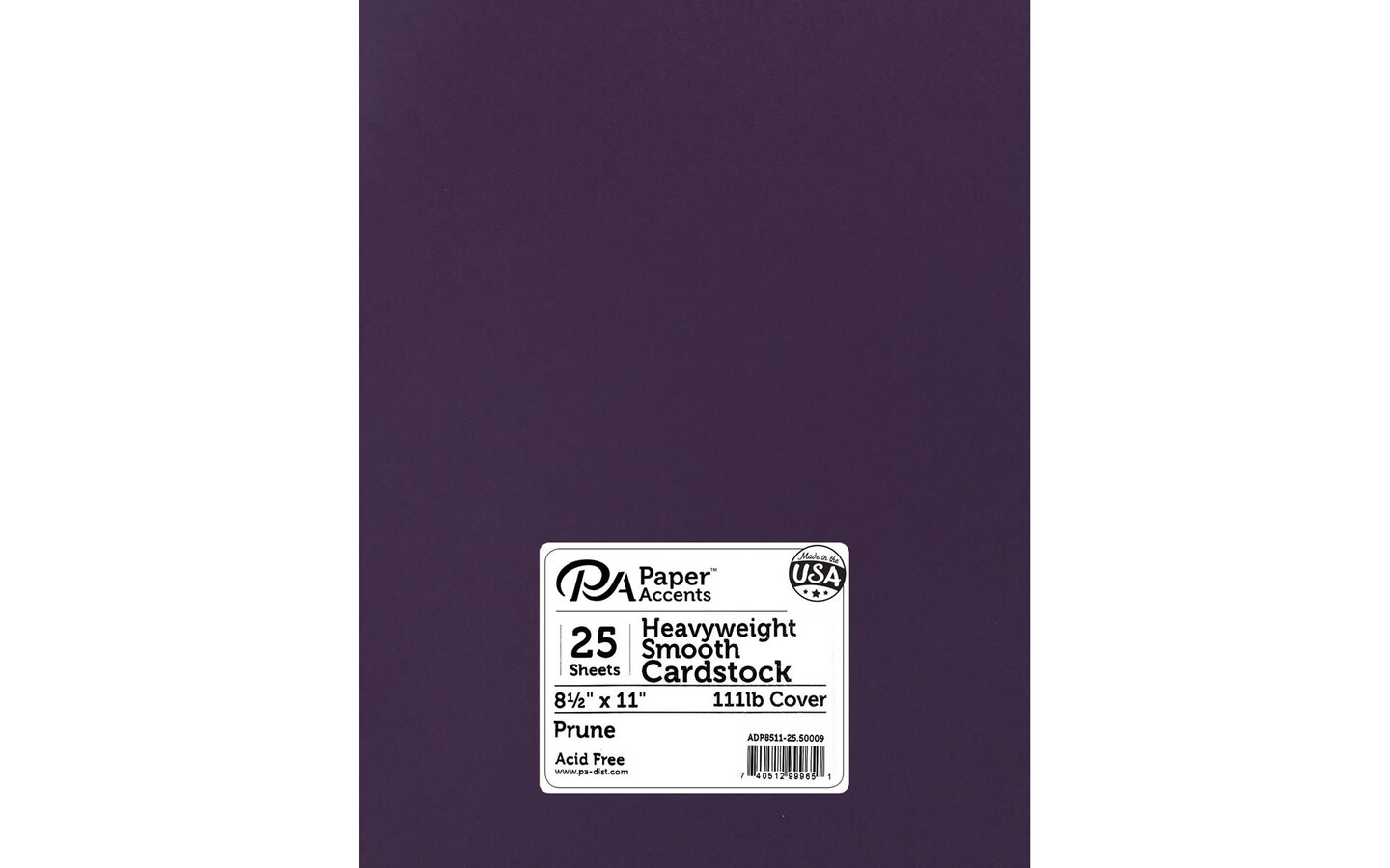 PA Paper Accents Heavyweight Smooth Cardstock 8.5" x 11" Prune, 111lb