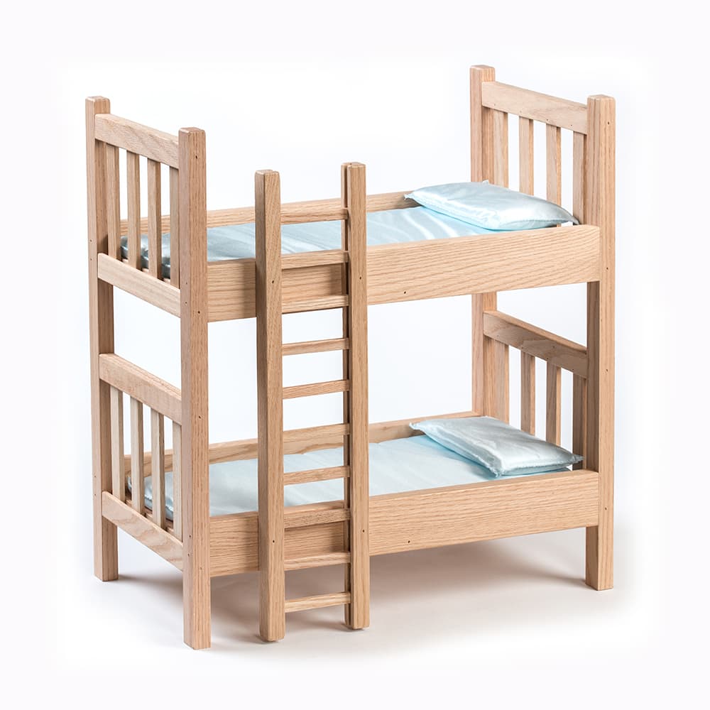 Eli &#x26; Mattie Amish Made Oak Bunk Beds Fully Assembled for 18 inch Dolls