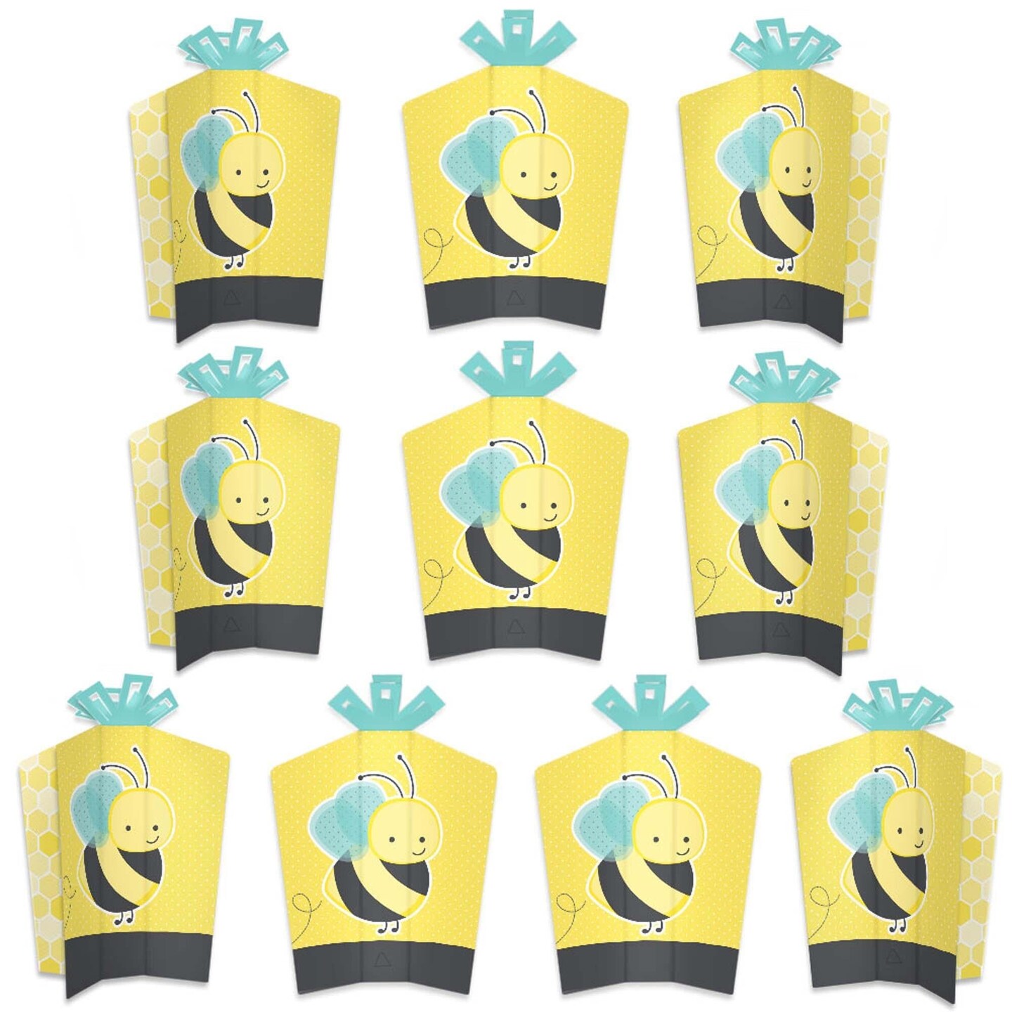 Big Dot of Happiness Honey Bee - Table Decorations - Baby Shower or Birthday Party Fold and Flare Centerpieces - 10 Count