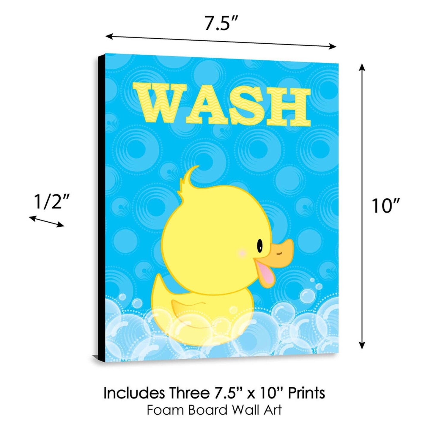Big Dot of Happiness Ducky Duck - Kids Bathroom Rules Wall Art - 7.5 x 10 inches - Set of 3 Signs - Wash, Brush, Flush
