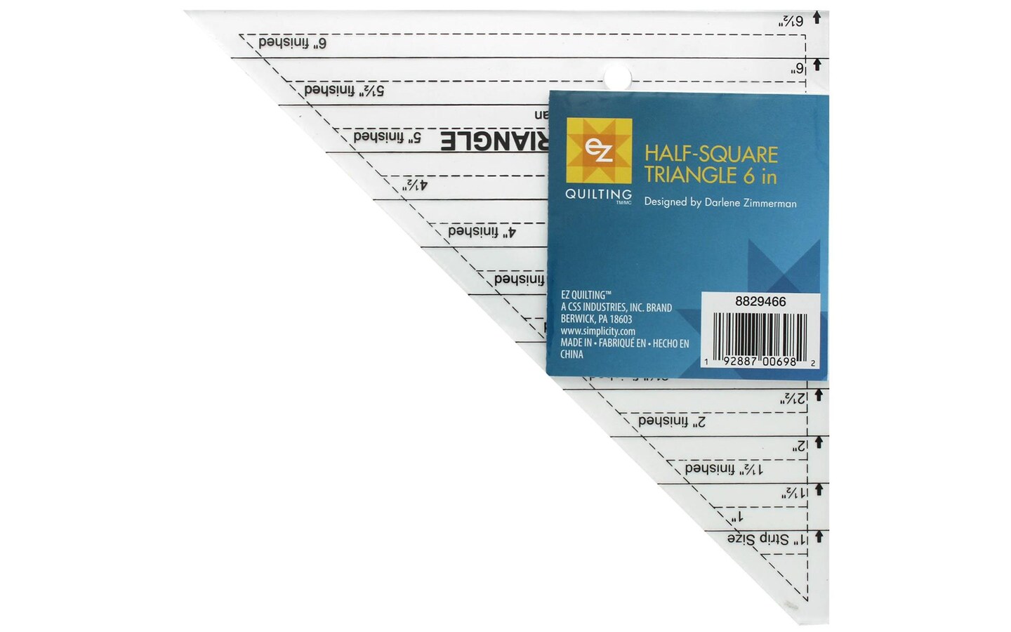 EZ Acrylic Ruler Half Square Triangle 6&#x22;