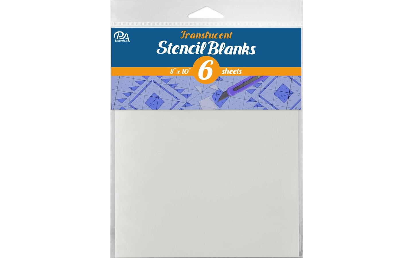 PA Essentials Uncut Blank, Translucent, 6 piece, for Painting on Wood, Canvas, Paper, Fabric, Wall and Tile, Reusable DIY Art and Craft Stencils for Painting, 8"x10" Inches