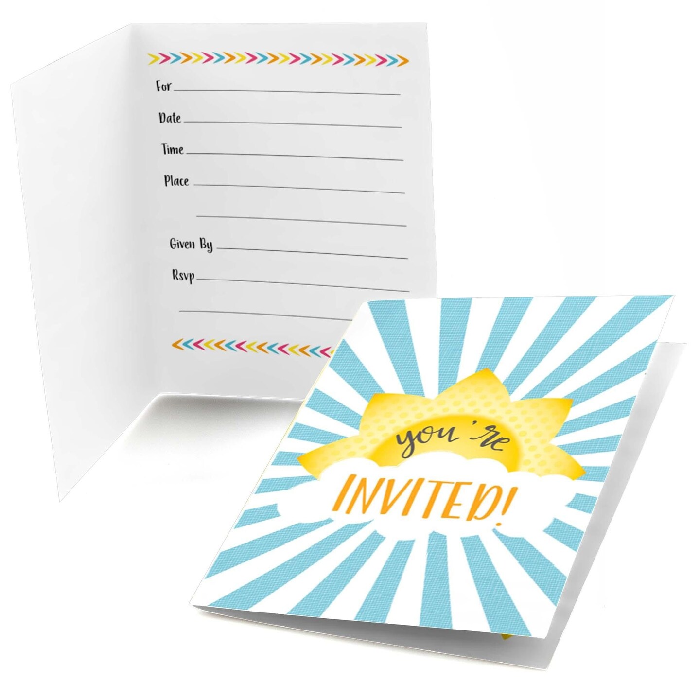 Big Dot of Happiness You Are My Sunshine - Fill-In Baby Shower or Birthday Party Invitations (8 count)