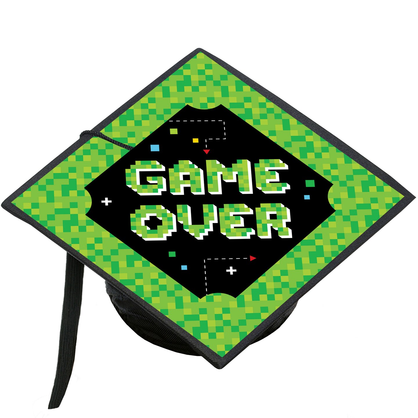 Big Dot of Happiness Game Over - Video Game Graduation Cap Decorations Kit - Grad Cap Cover