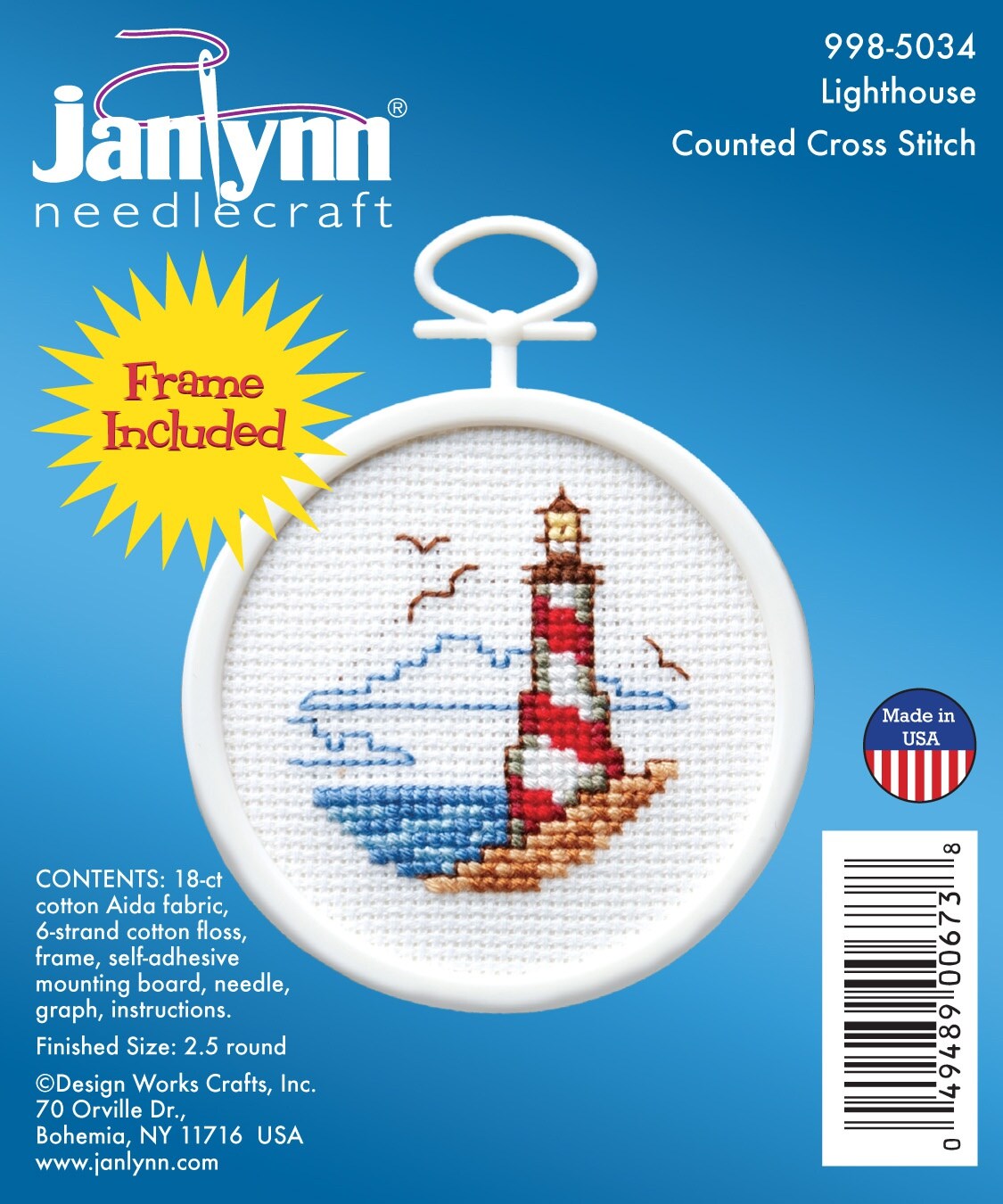 Janlynn Mini Counted Cross Stitch Kit 2.5 Round-Lighthouse (18 Count)