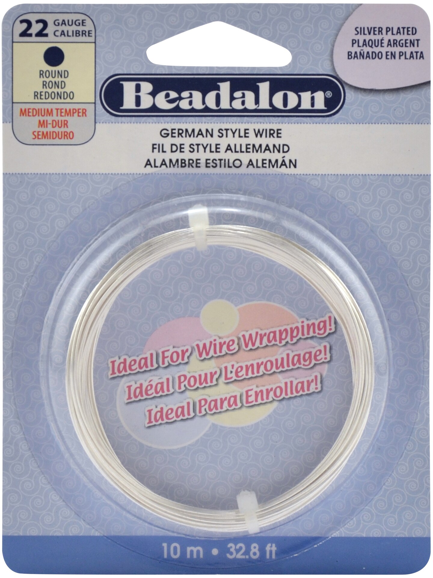 Beadalon German Style Wire-Silver Round - 22 Gauge, 32.8&#x27;