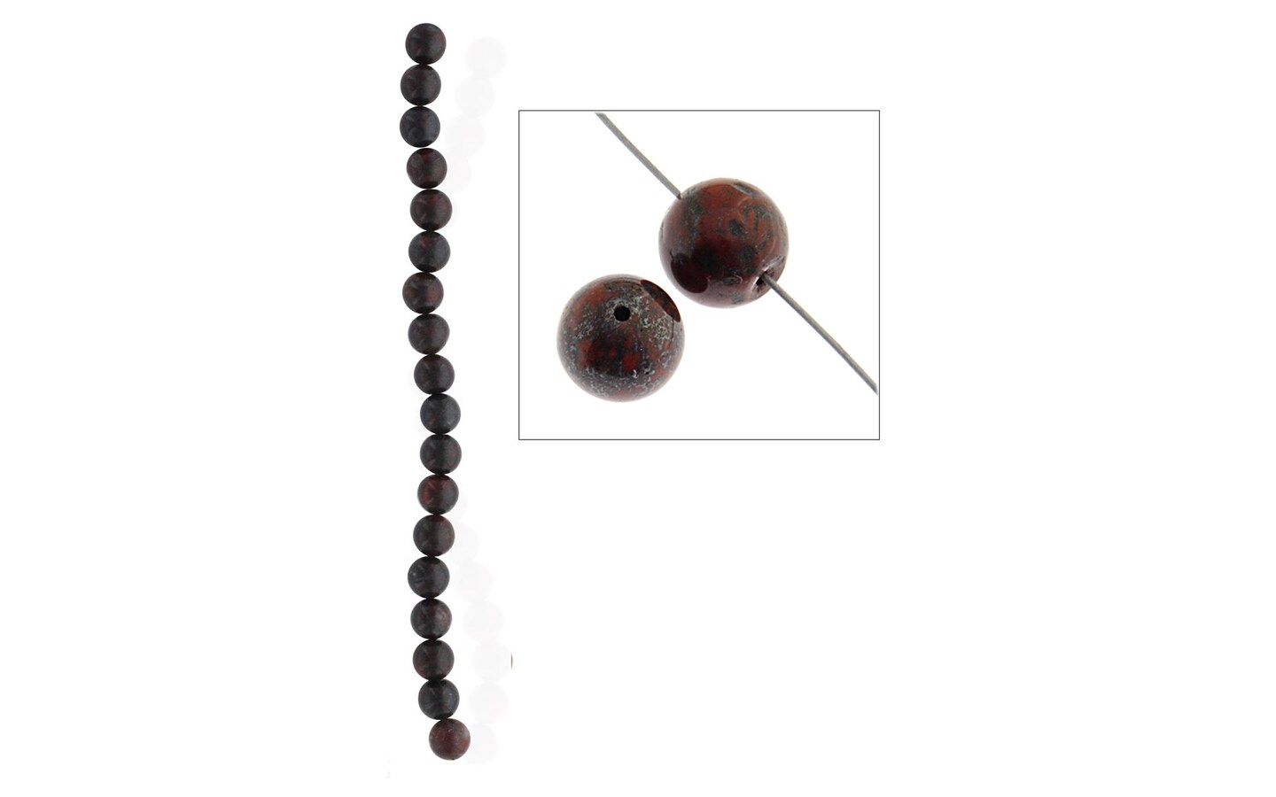 John Bead SP 8&#x22; Jasper 10mm Round Brecciated