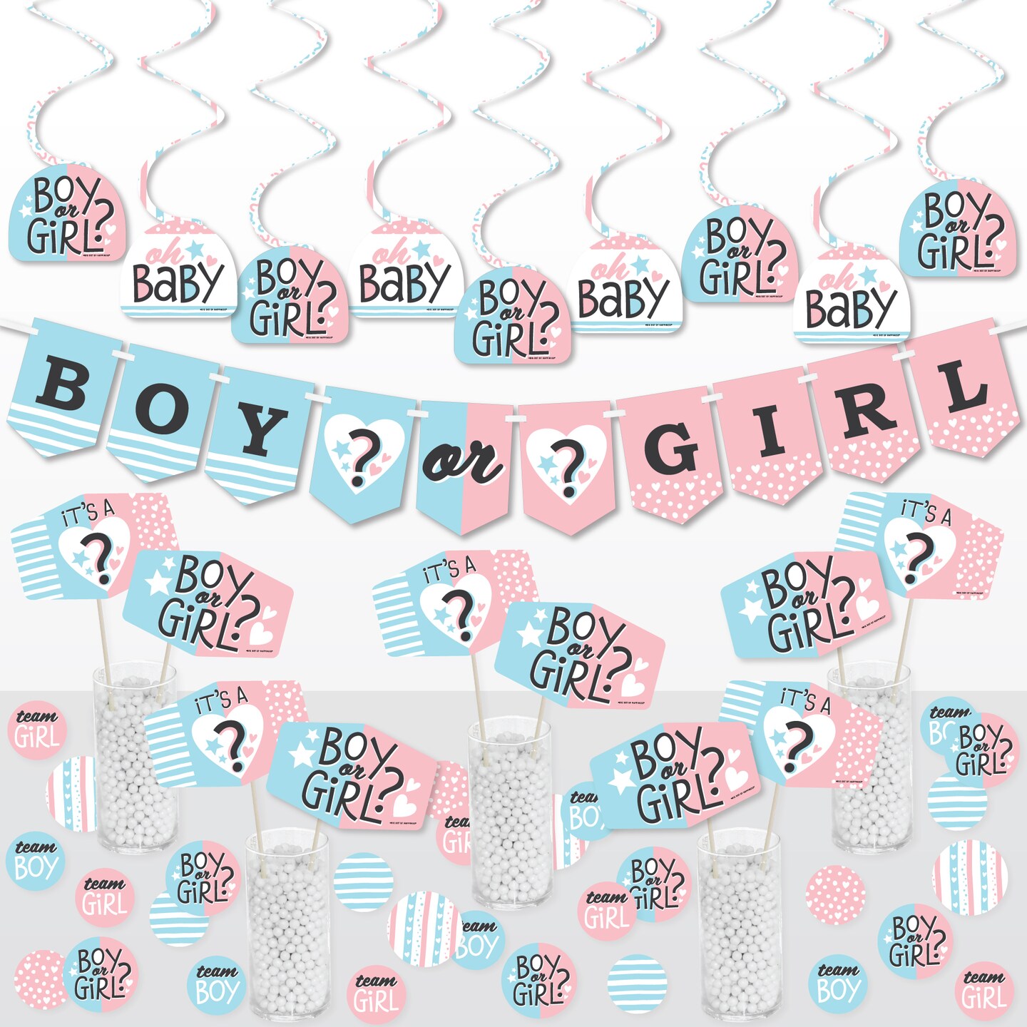 Big Dot of Happiness Baby Gender Reveal - Team Boy or Girl Party Supplies  Decoration Kit - Decor Galore Party Pack - 51 Pieces