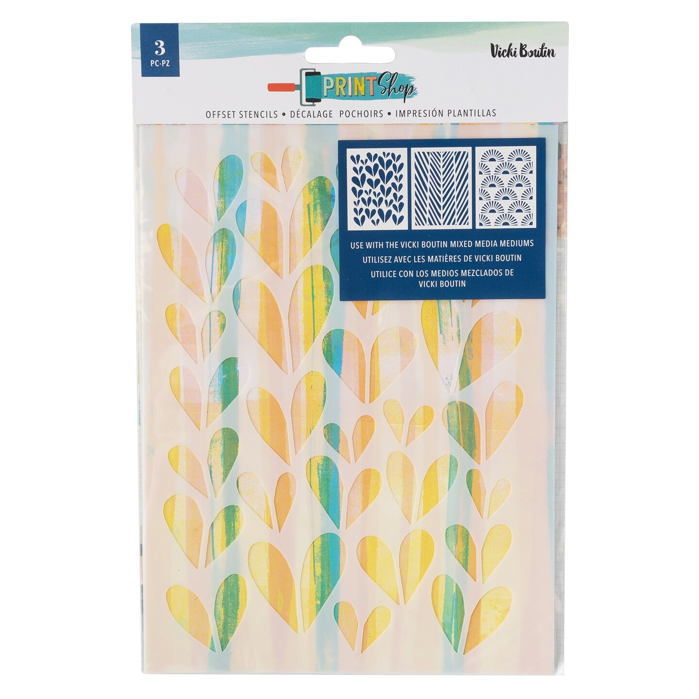Vicki Boutin Print Shop Stencils 3/Pkg-Offset