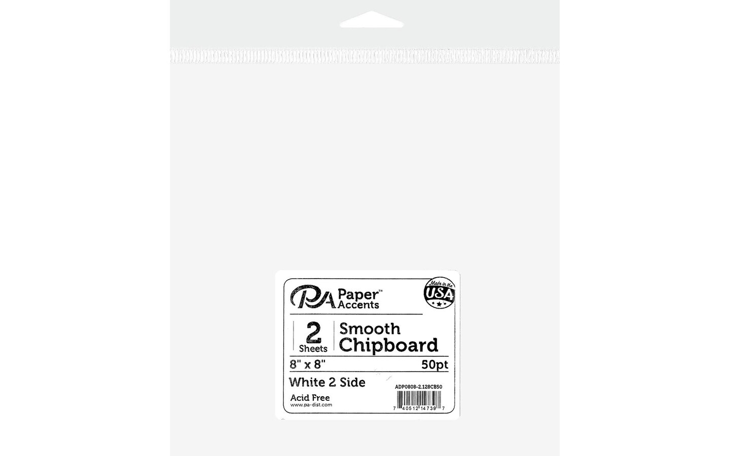 Chipboard 8x8 1X Heavy 50pt White 1 Side 2pc