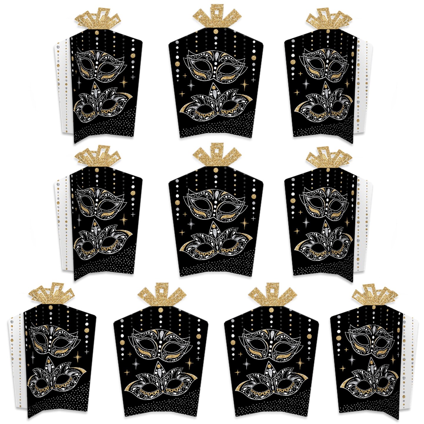Big Dot of Happiness Masquerade - Table Decorations - Carnival Mask Party Fold and Flare Centerpieces - 10 Count