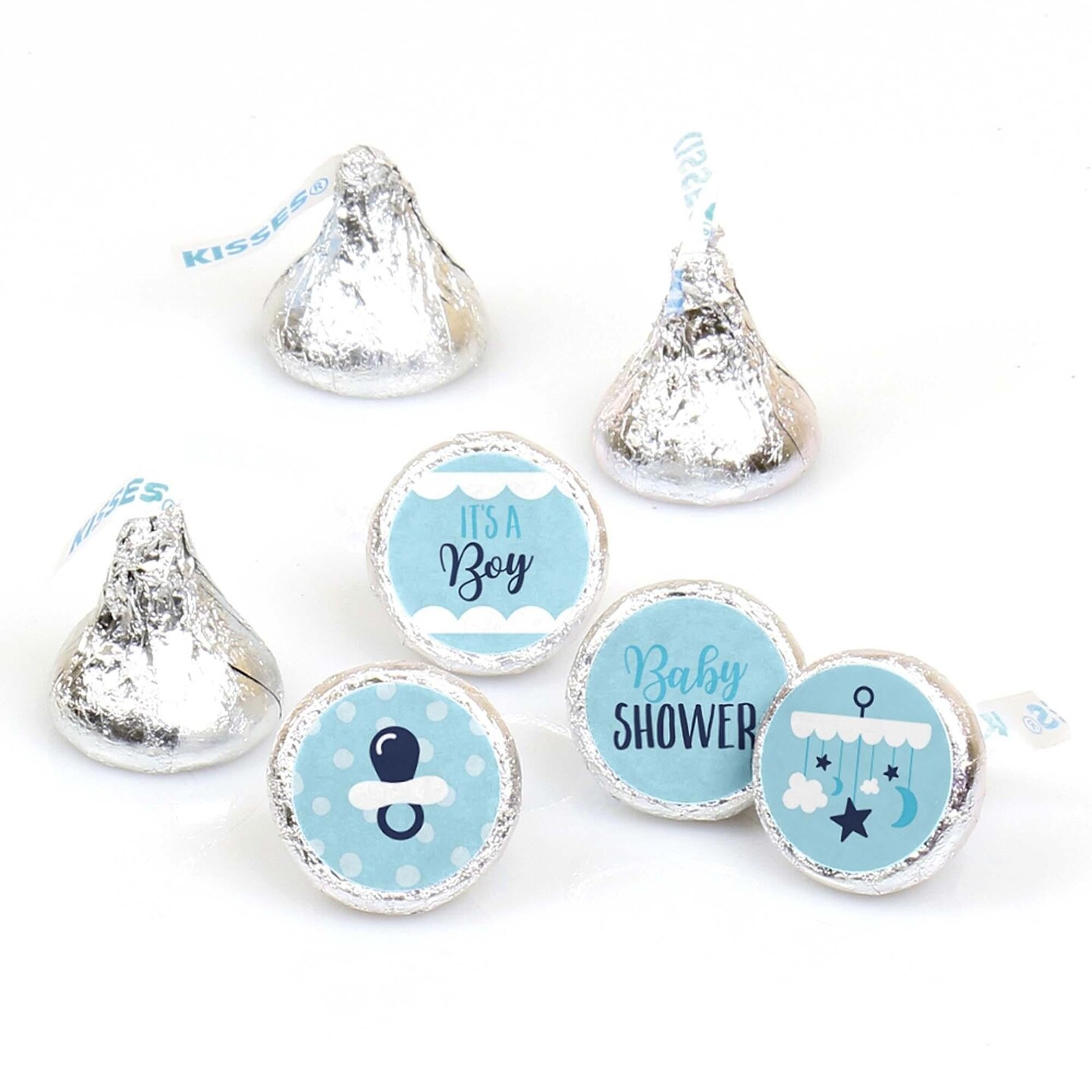 Big Dot of Happiness It&#x27;s a Boy - Blue Baby Shower Round Candy Sticker Favors - Labels Fits Chocolate Candy (1 sheet of 108)