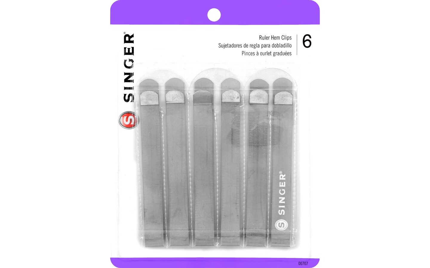 Singer Ruler Hem Clips w/Storage 6pc
