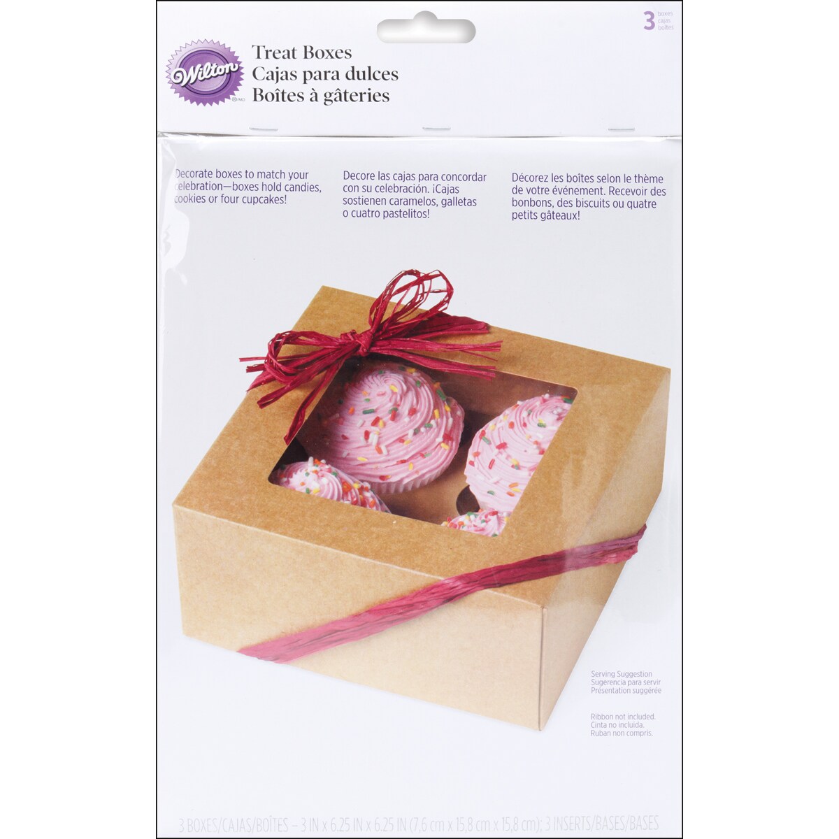 Wilton Cupcake Boxes 3/Pkg-4 Cavity Kraft