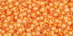 Toho 11/0 Round Japanese Seed Bead, TR11-962, Inside Color Crystal/Peach Lined, 13 grams
