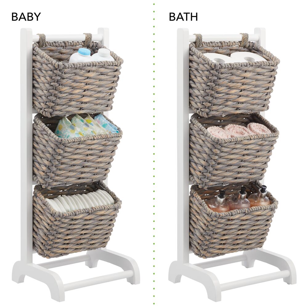 mDesign Vertical Standing Storage Basket Stand with 3 Baskets Michaels