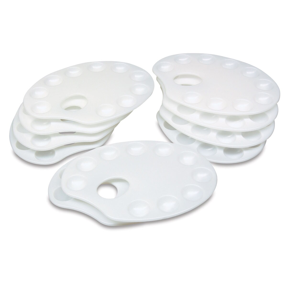 U.S. Art Supply 10-Well Plastic Artist Painting Palette – White Mixing Tray For Paint, Art Students