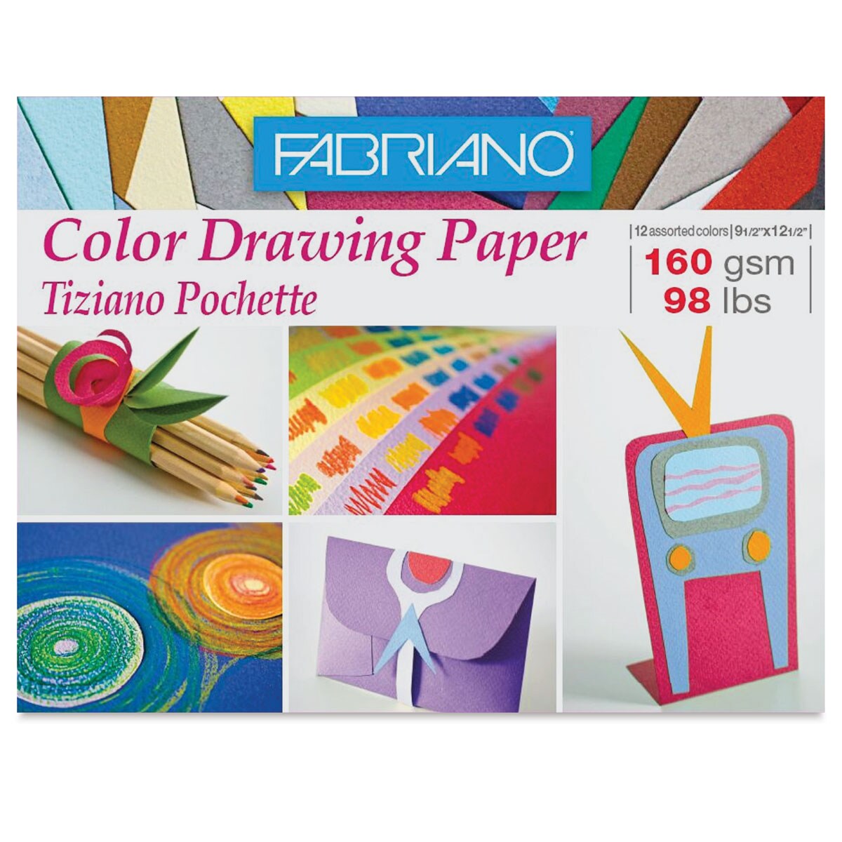 Fabriano Tiziano Paper - Pouchette, 9-1/2&#x22; x 12-1/2&#x22;, Assorted colors, 12 Sheets