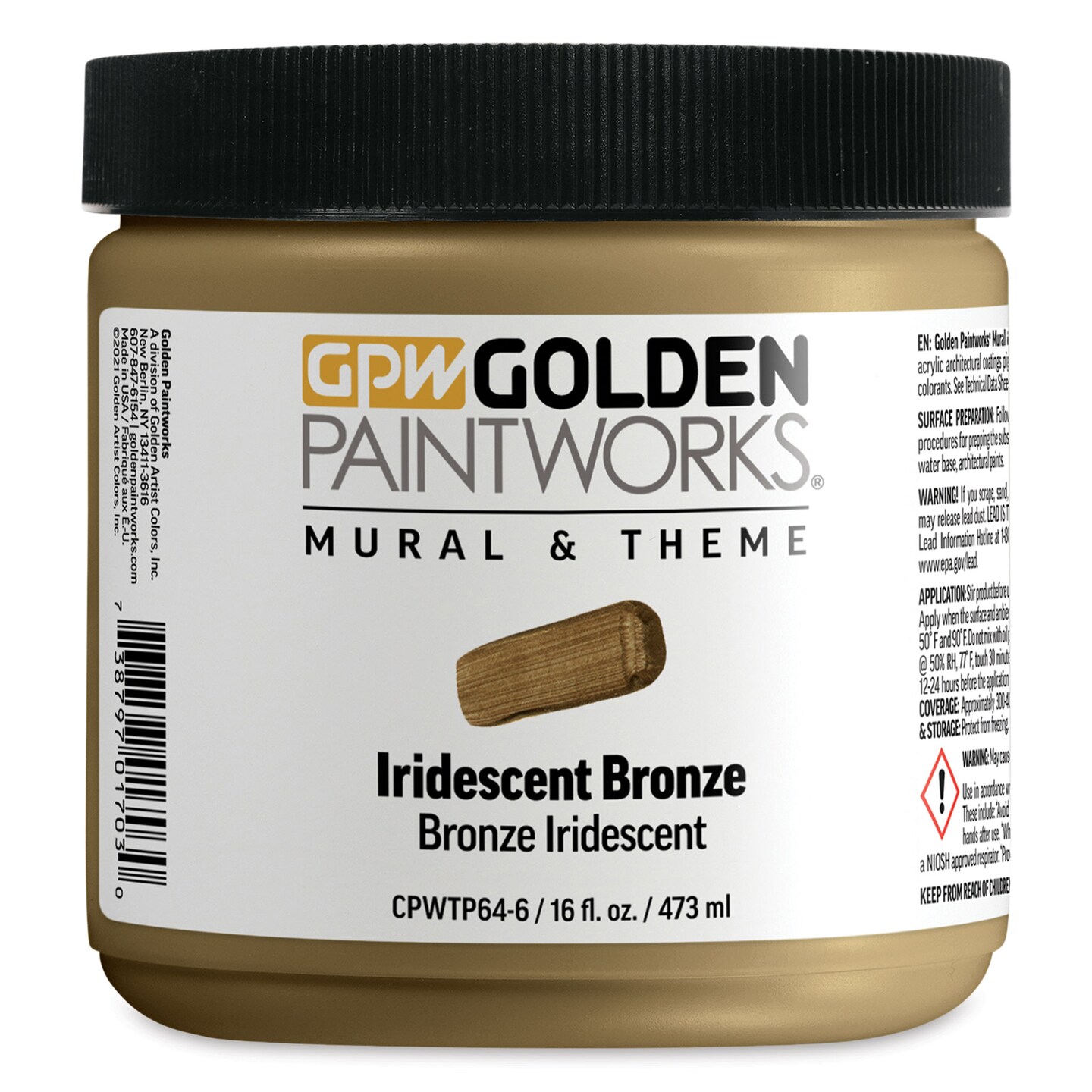 Golden Paintworks Mural and Theme Acrylic Paint - Iridescent Bronze, 16 oz, Jar