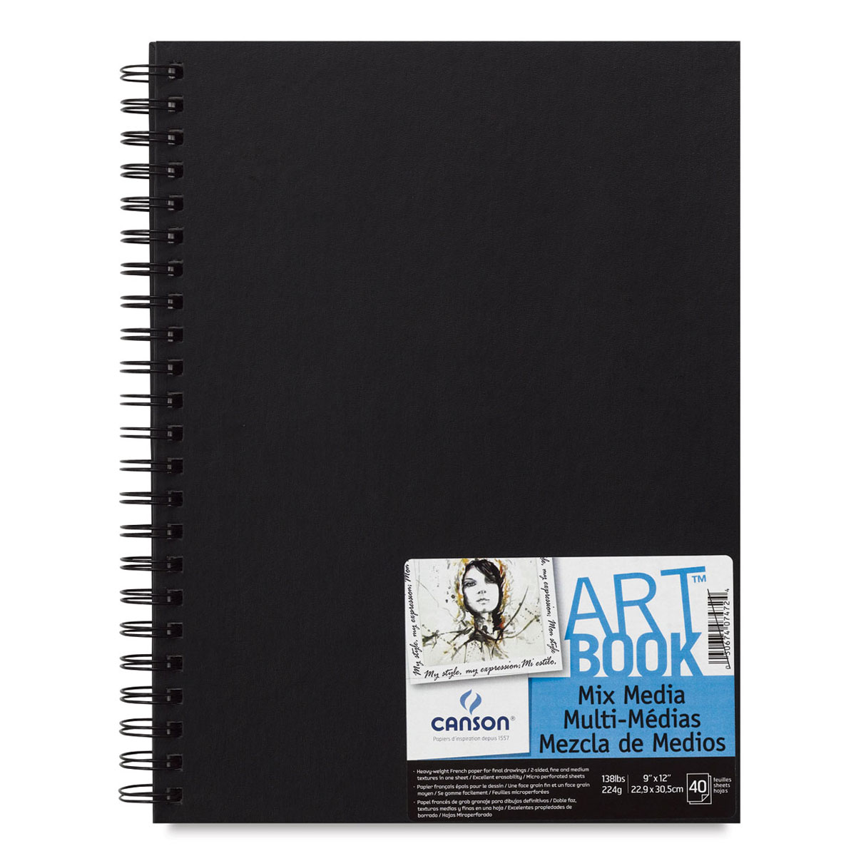 Canson Mix Media Spiral Bound Art Book - 5-1/2" x 8-1/2", Landscape, 40 Sheets