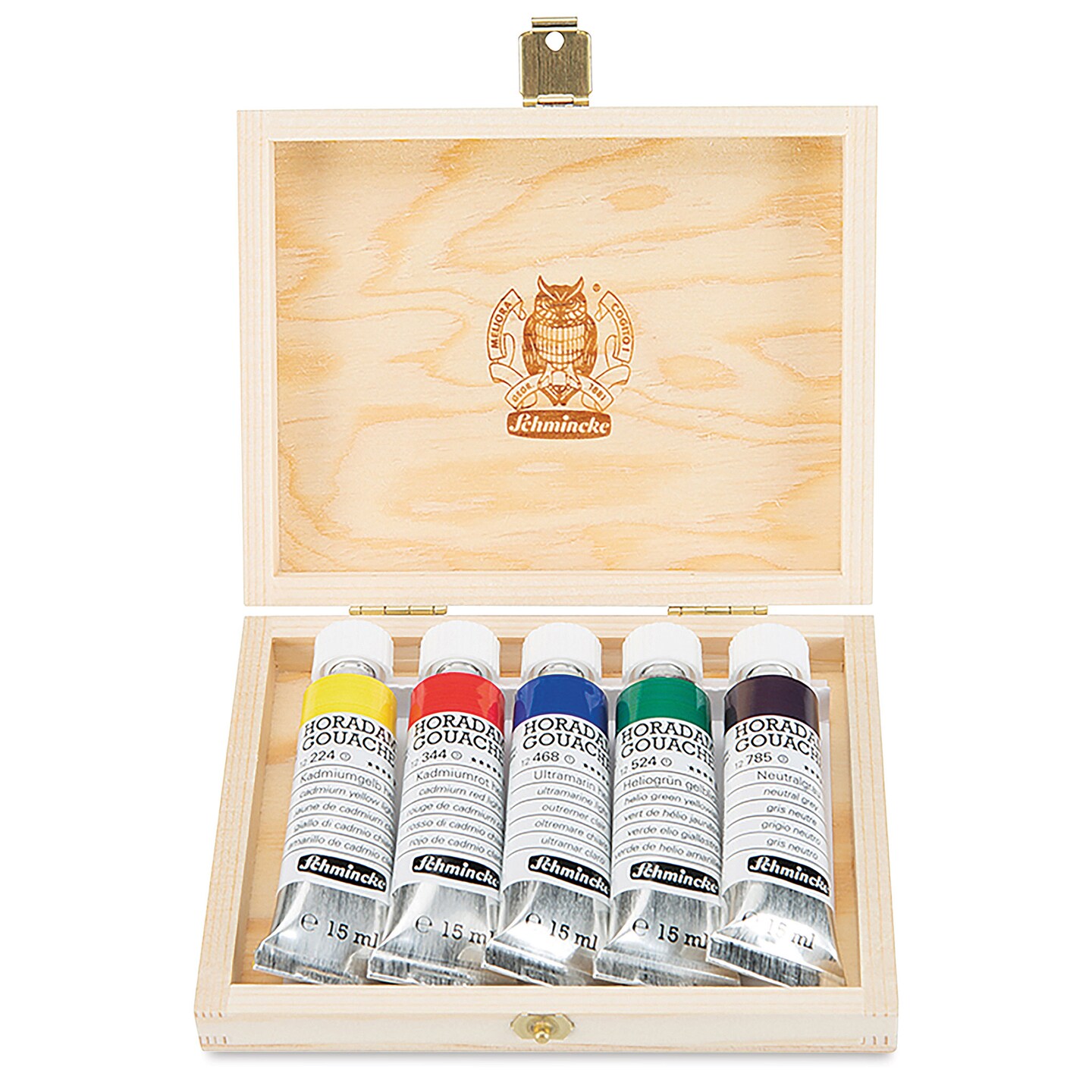 Schmincke Horadam Artist Gouache - Wooden Box, Set of 5, 15 ml