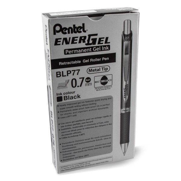 EnerGel PRO Permanent Gel Pen, (0.7mm) Medium Line, Black Ink