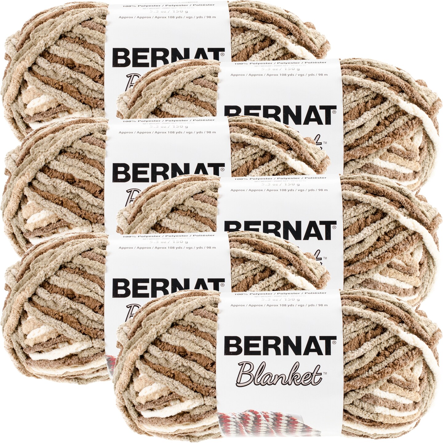 Multipack of 6 Bernat Blanket Yarn Sonoma
