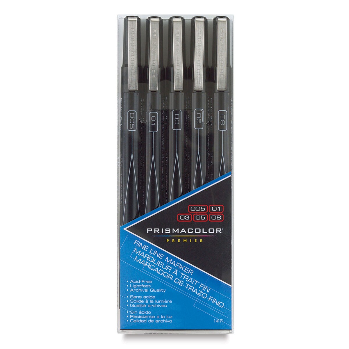 Prismacolor Premier Illustration Markers - 08, Black, Fine Line, Set of 5