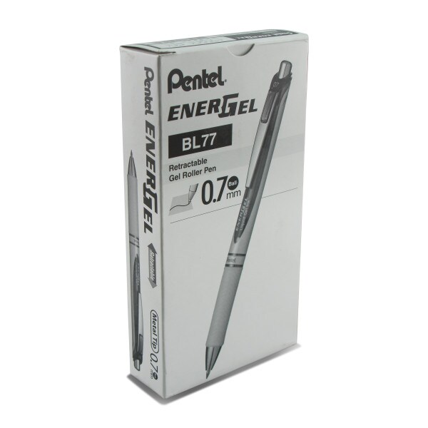 EnerGel Pearl Retractable Liquid Gel Pen, (0.7mm) Metal Tip, Medium Line, Black Accent, Black Ink