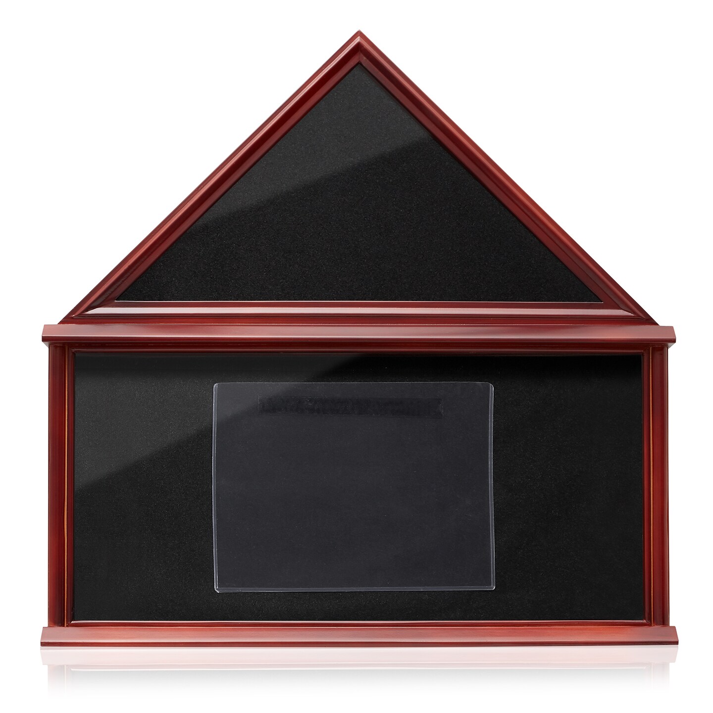 Reminded Large Military Shadow Box Memorial Flag Display Case fits 5&#x27; x 9&#x27; Flag, Solid Wood Mahogany Finish